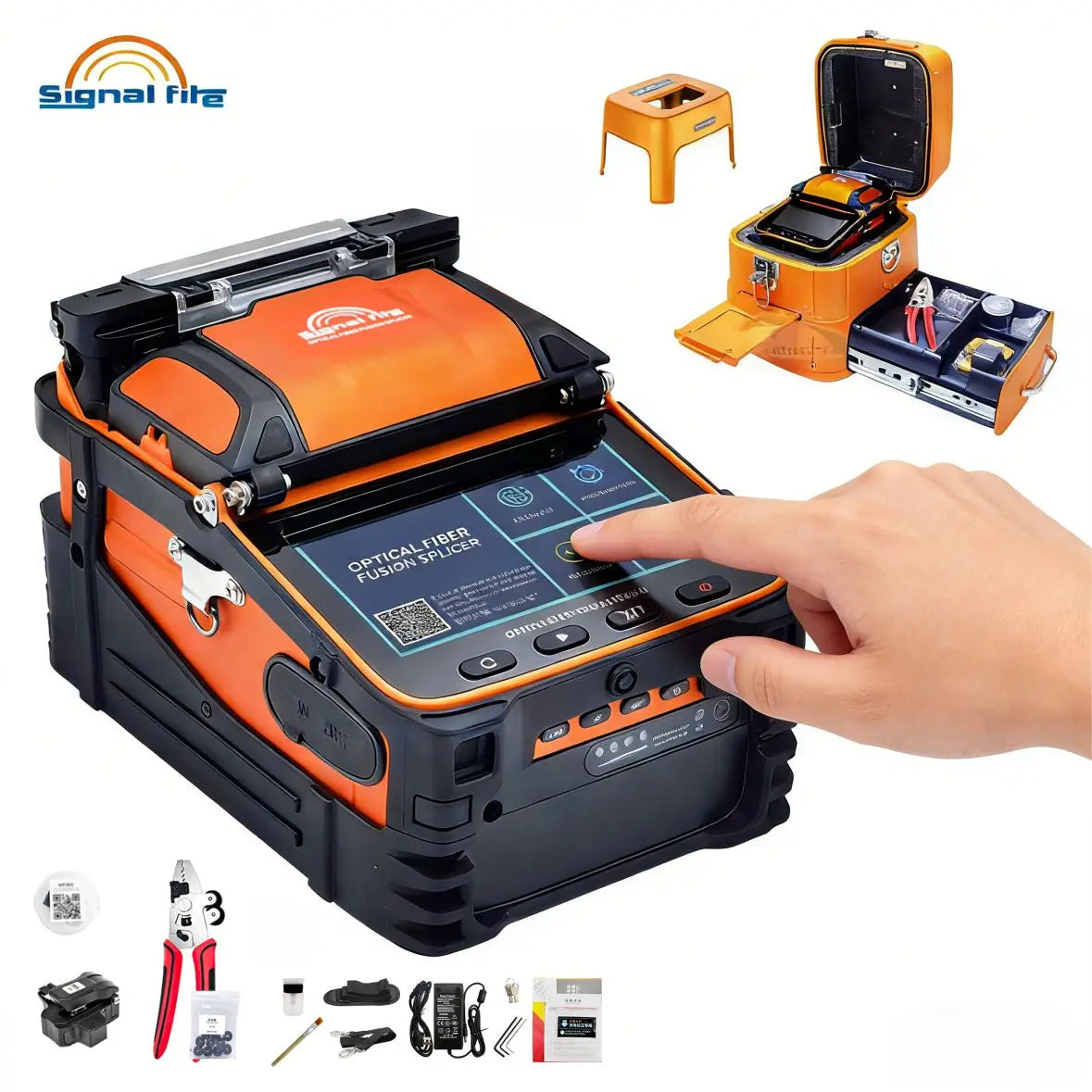Signalfire AI-9 AI-6Ap Fusion splicer Machine 6 motor 5S splicing machine with VFL Optic power meter tool kits CE free shipping