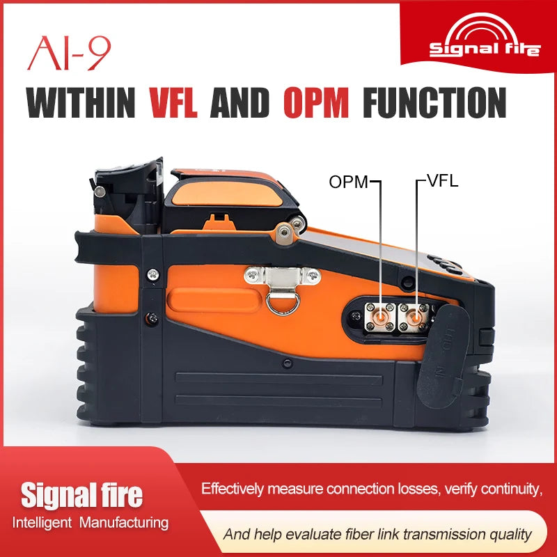Signalfire AI-9 AI-6Ap Fusion splicer Machine 6 motor 5S splicing machine with VFL Optic power meter tool kits CE free shipping