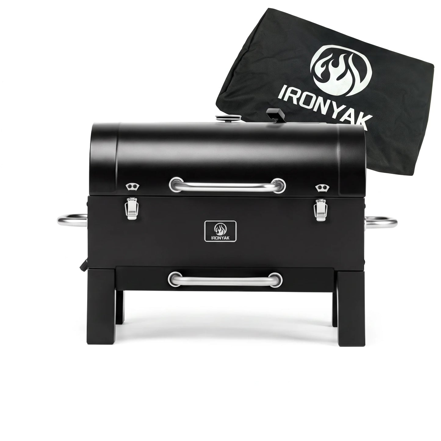 IRONYAK Portable Charcoal Grill & Smoker, Compact 319 Sq.In. Cooking Area Tabletop BBQ for Camping Trips Cover Included