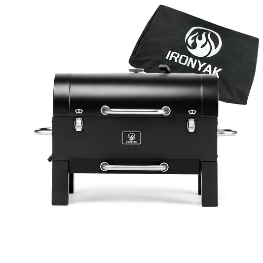 IRONYAK Portable Charcoal Grill & Smoker, Compact 319 Sq.In. Cooking Area Tabletop BBQ for Camping Trips Cover Included