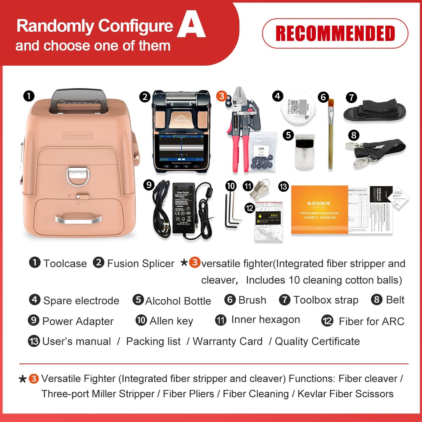 Signalfire AI-9 AI-6Ap Fusion splicer Machine 6 motor 5S splicing machine with VFL Optic power meter tool kits CE free shipping