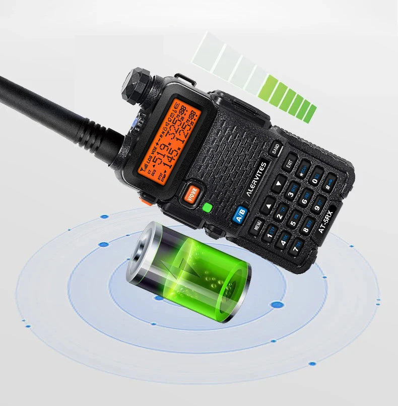 ALERVITES 2PCS AT-5RX 5RX radio, 5W/8W high-power dual-frequency two-way radio, remote handheld portable Baofeng walkie-talkie