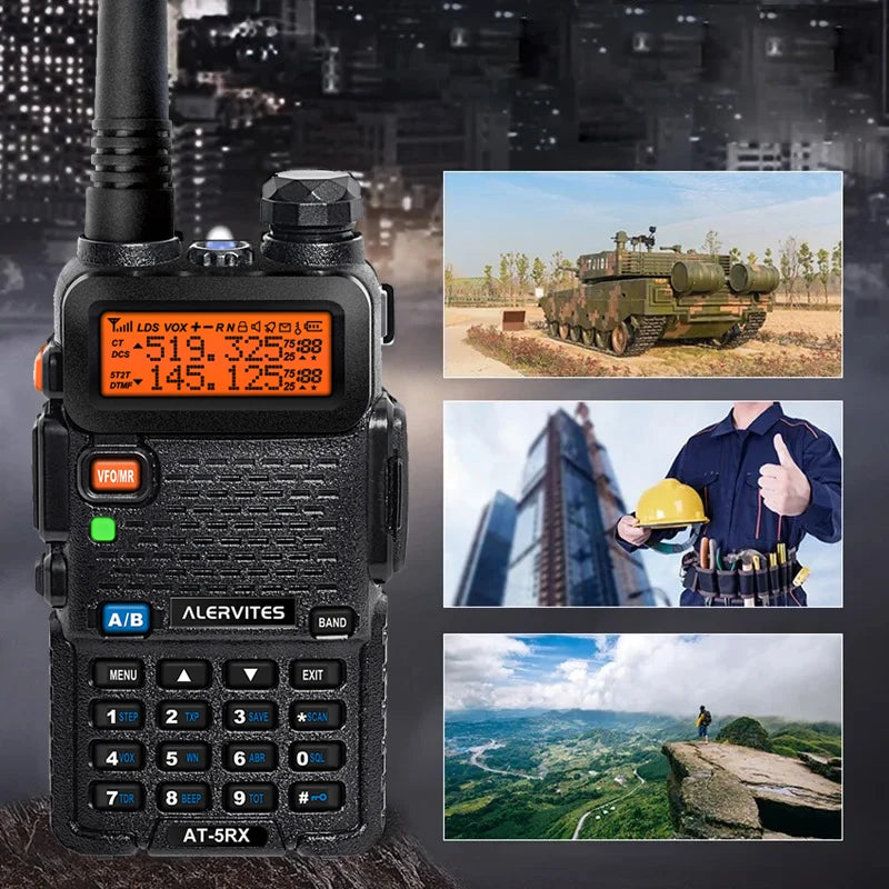 ALERVITES 2PCS AT-5RX 5RX radio, 5W/8W high-power dual-frequency two-way radio, remote handheld portable Baofeng walkie-talkie