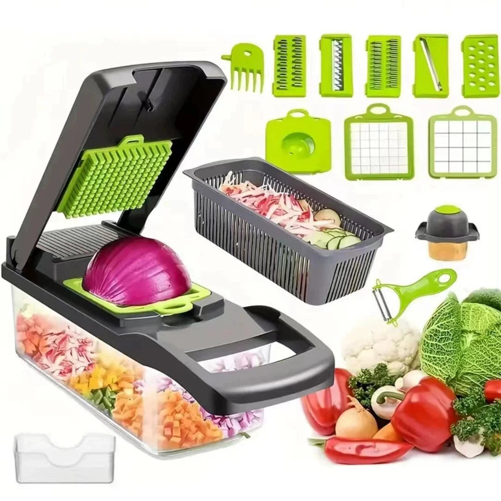 Upgraded Vegetable Chopper, Multi-Functional Easy Safe Kitchen Slicer Dicer for Fast Meal Preparation
