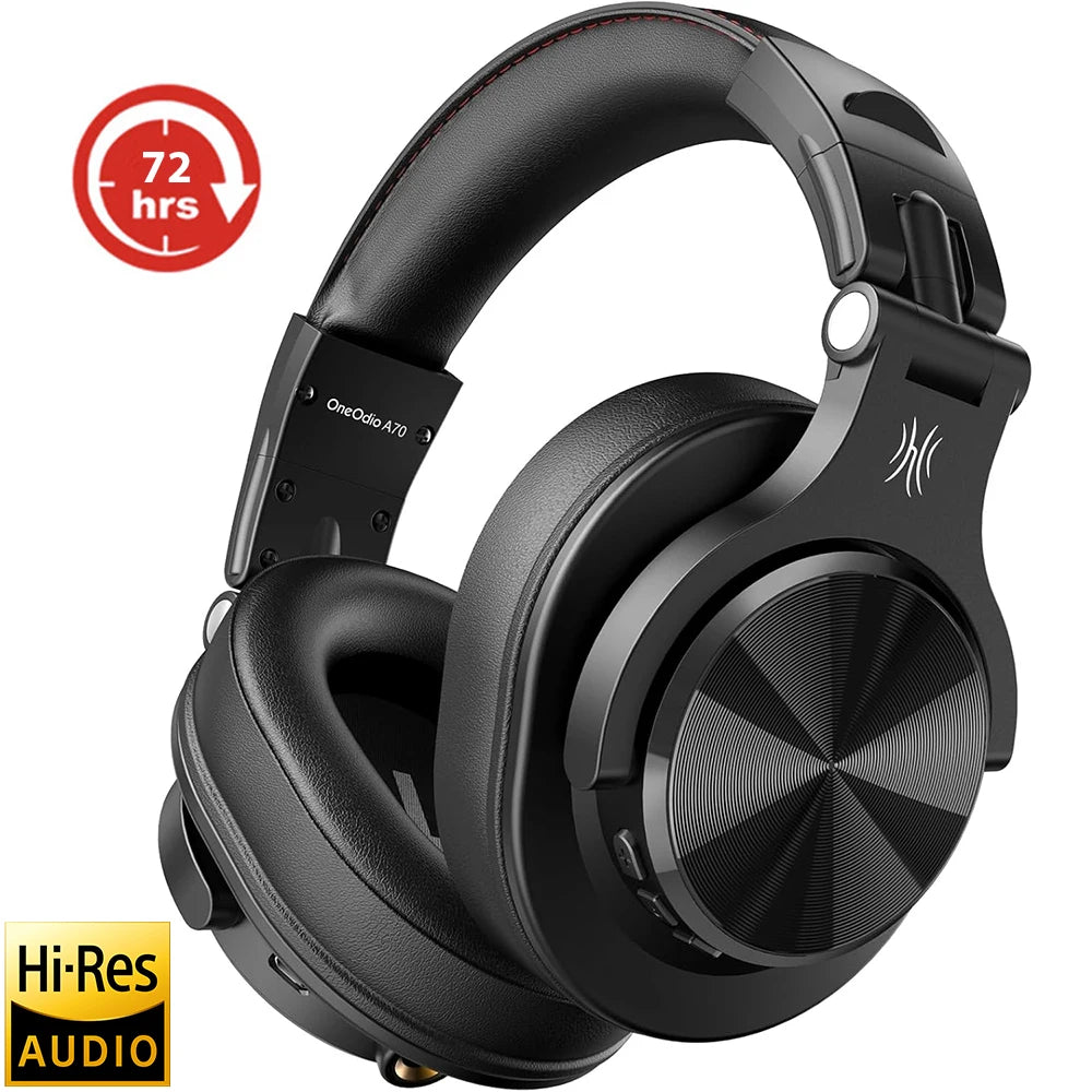 Bluetooth Wireless Headphones 72H With Mic Over Ear Hi-Res Audio 3.5/6.35mm Wired Studio DJ Mixing Monitor HiFi Headset