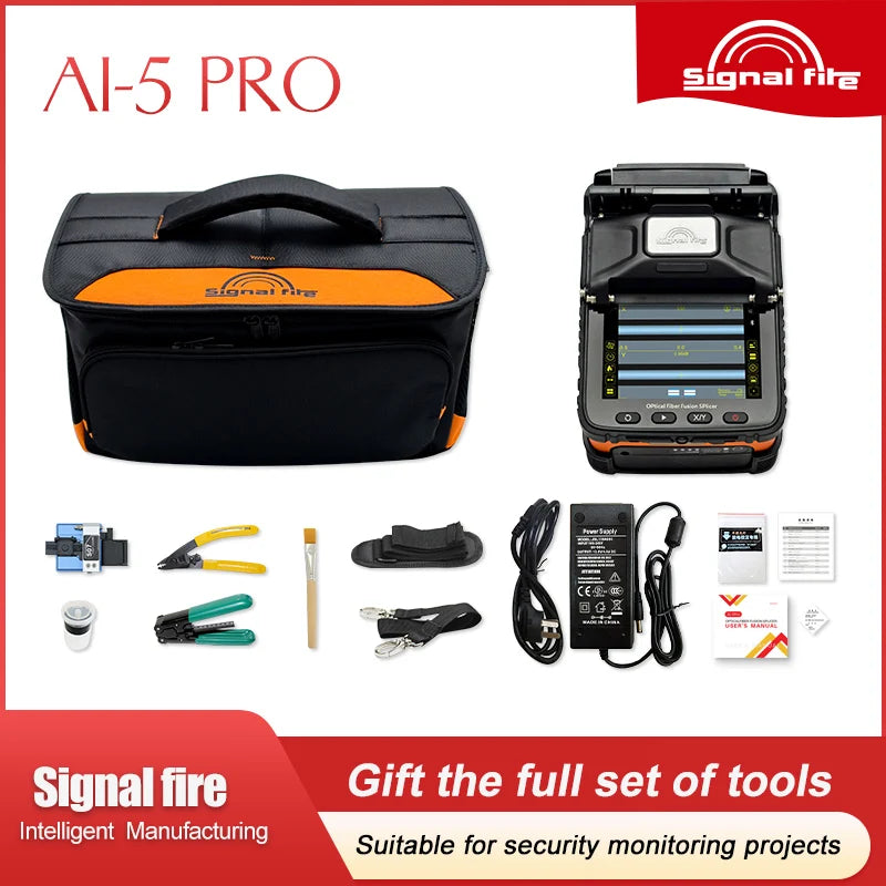Signalfire AI-9 AI-6Ap Fusion splicer Machine 6 motor 5S splicing machine with VFL Optic power meter tool kits CE free shipping