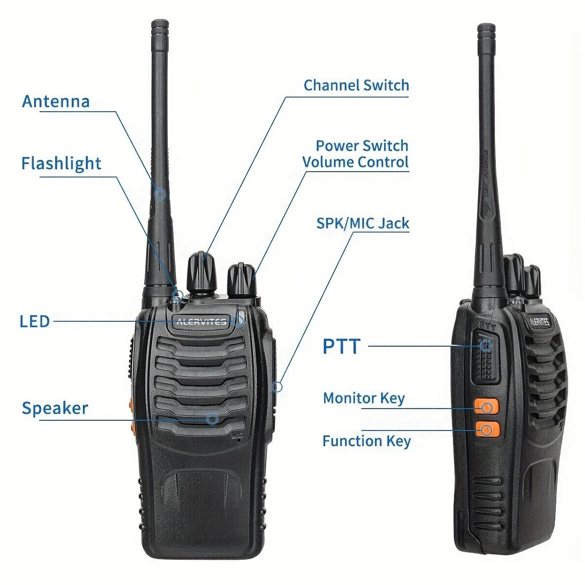 ALERVITES AT-888S 430-440MHz Walkie Talkie Wireless Frequency Copy Noise Reduction Encrypted Calls Mini Ham Radio