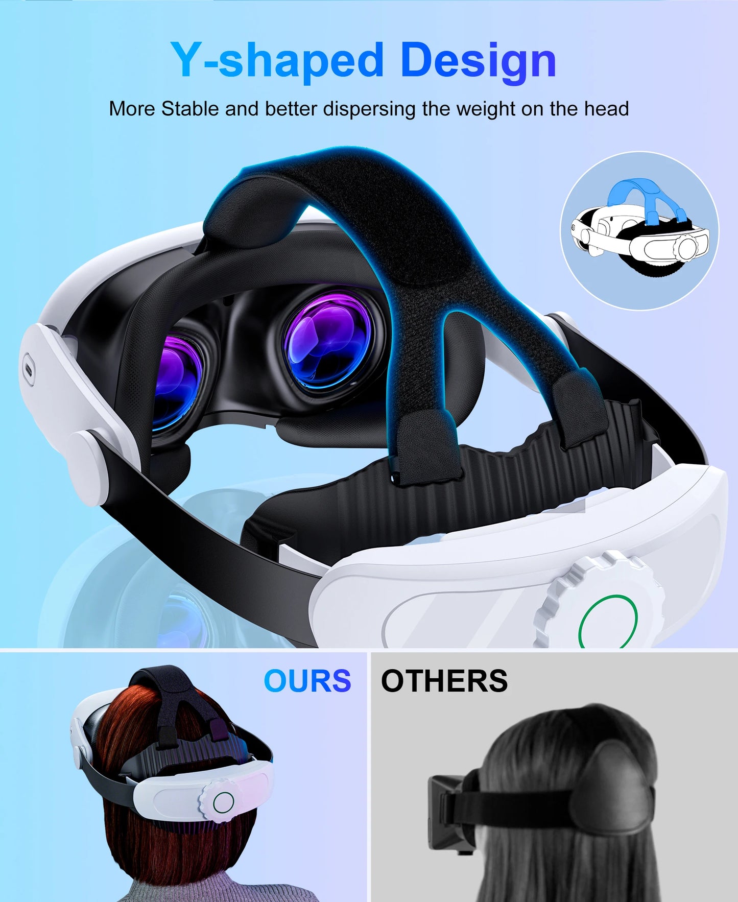 DinoFire MV1000 Head Strap For Meta Quest 3S/Quest 3/Quest 2  Head Strap Compatible for Oculus Head Strap