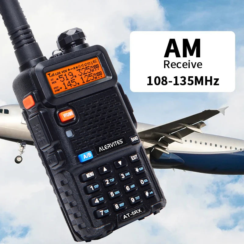 ALERVITES 2PCS AT-5RX 5RX radio, 5W/8W high-power dual-frequency two-way radio, remote handheld portable Baofeng walkie-talkie