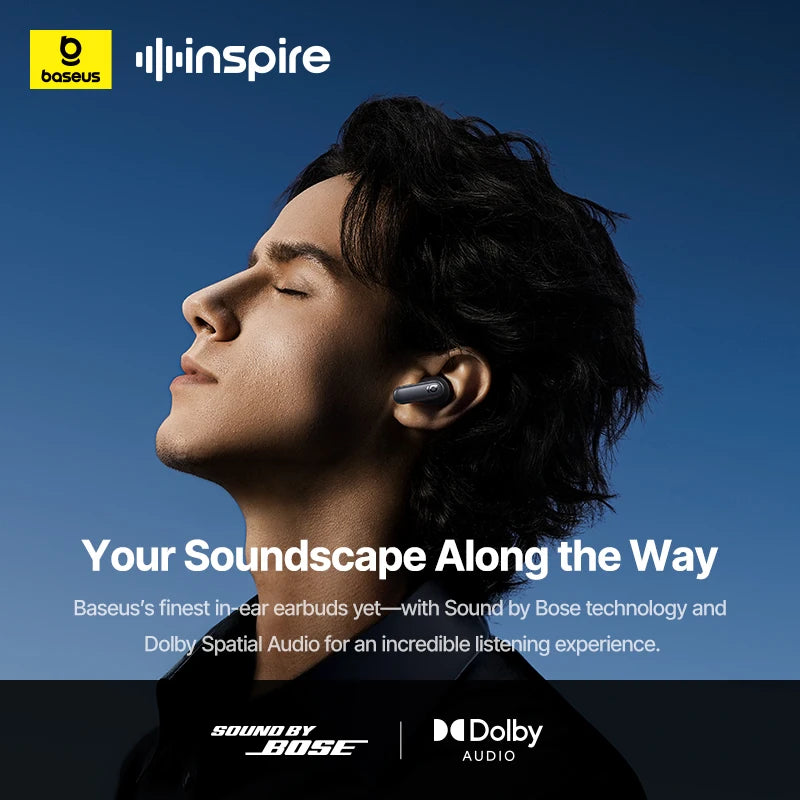 Baseus Inspire XP1 Adaptive Noise Cancelling Earbuds Sound by Bose Dolby Audio Adaptive Tuning Sound 6-Mic Clear Calls Earphones