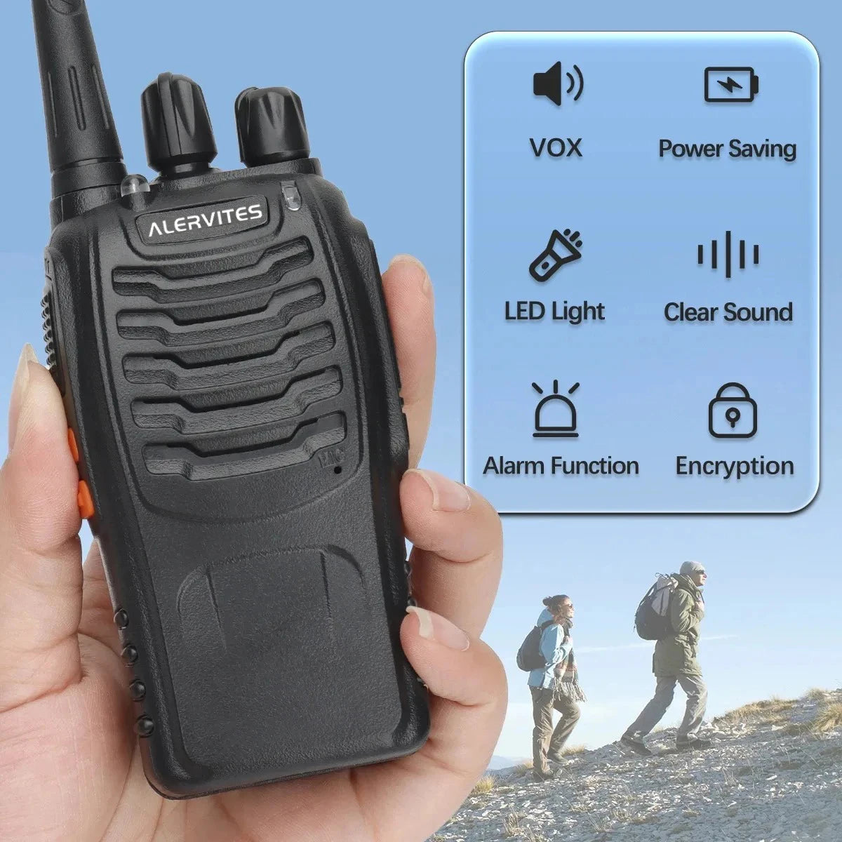 ALERVITES AT-888S 430-440MHz Walkie Talkie Wireless Frequency Copy Noise Reduction Encrypted Calls Mini Ham Radio
