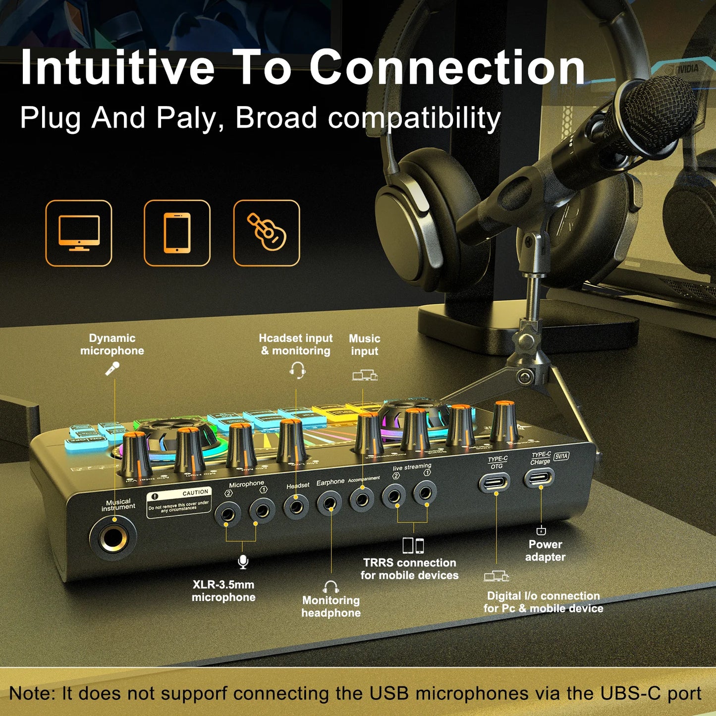 TENLAMP X3-E300 Bluetooth Sound Board Voice Changer & Podcast Microphone Bundle Kit for 4 People, Live Sound Card Audio Mixer Full Set for PC Phone Gaming Singing Karaoke Live Streaming Recording