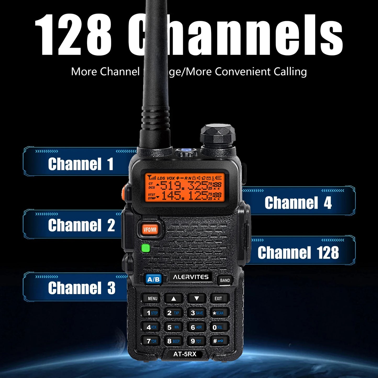 ALERVITES 2PCS AT-5RX 5RX radio, 5W/8W high-power dual-frequency two-way radio, remote handheld portable Baofeng walkie-talkie