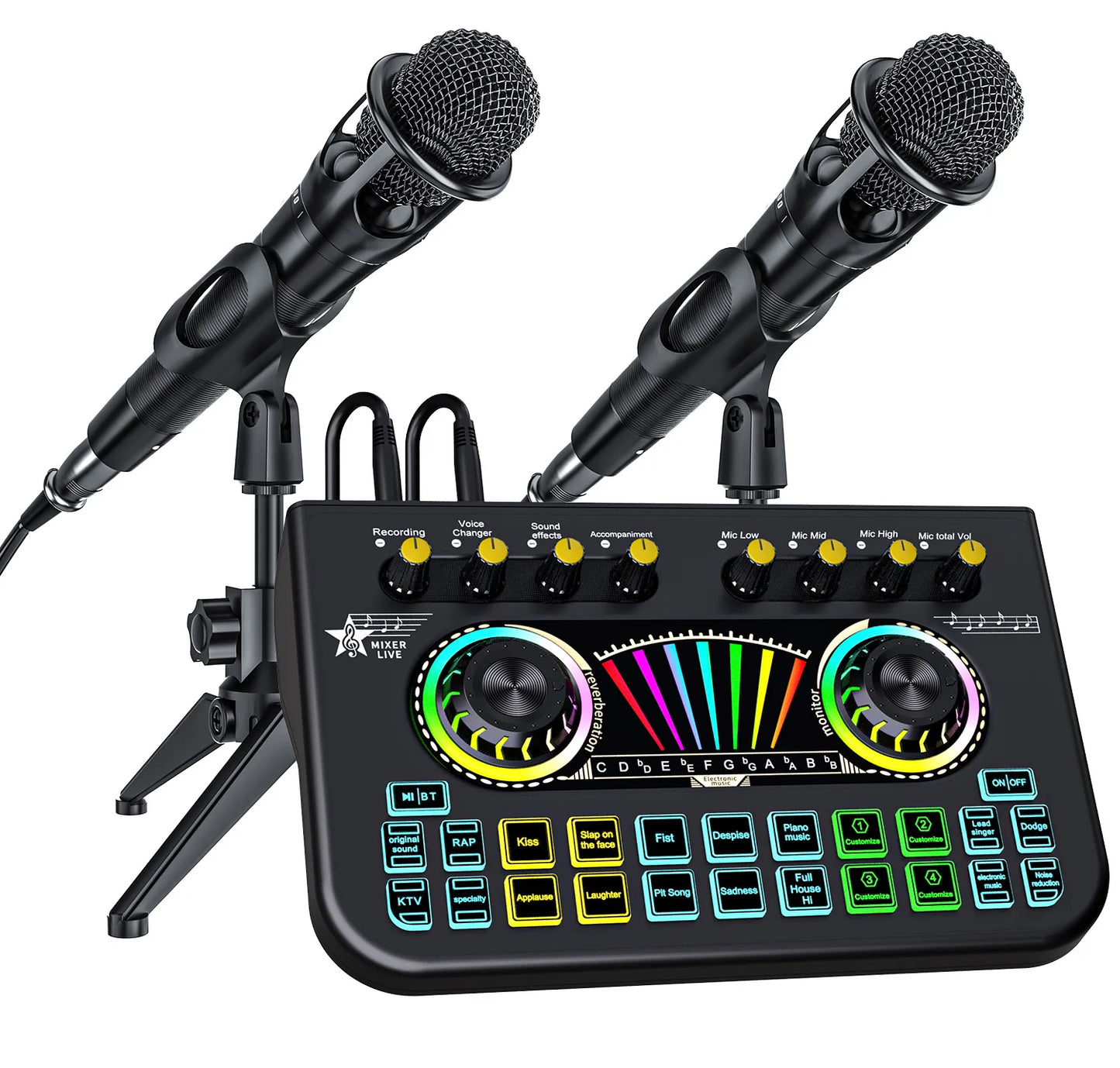 TENLAMP X3-E300 Bluetooth Sound Board Voice Changer & Podcast Microphone Bundle Kit for 4 People, Live Sound Card Audio Mixer Full Set for PC Phone Gaming Singing Karaoke Live Streaming Recording