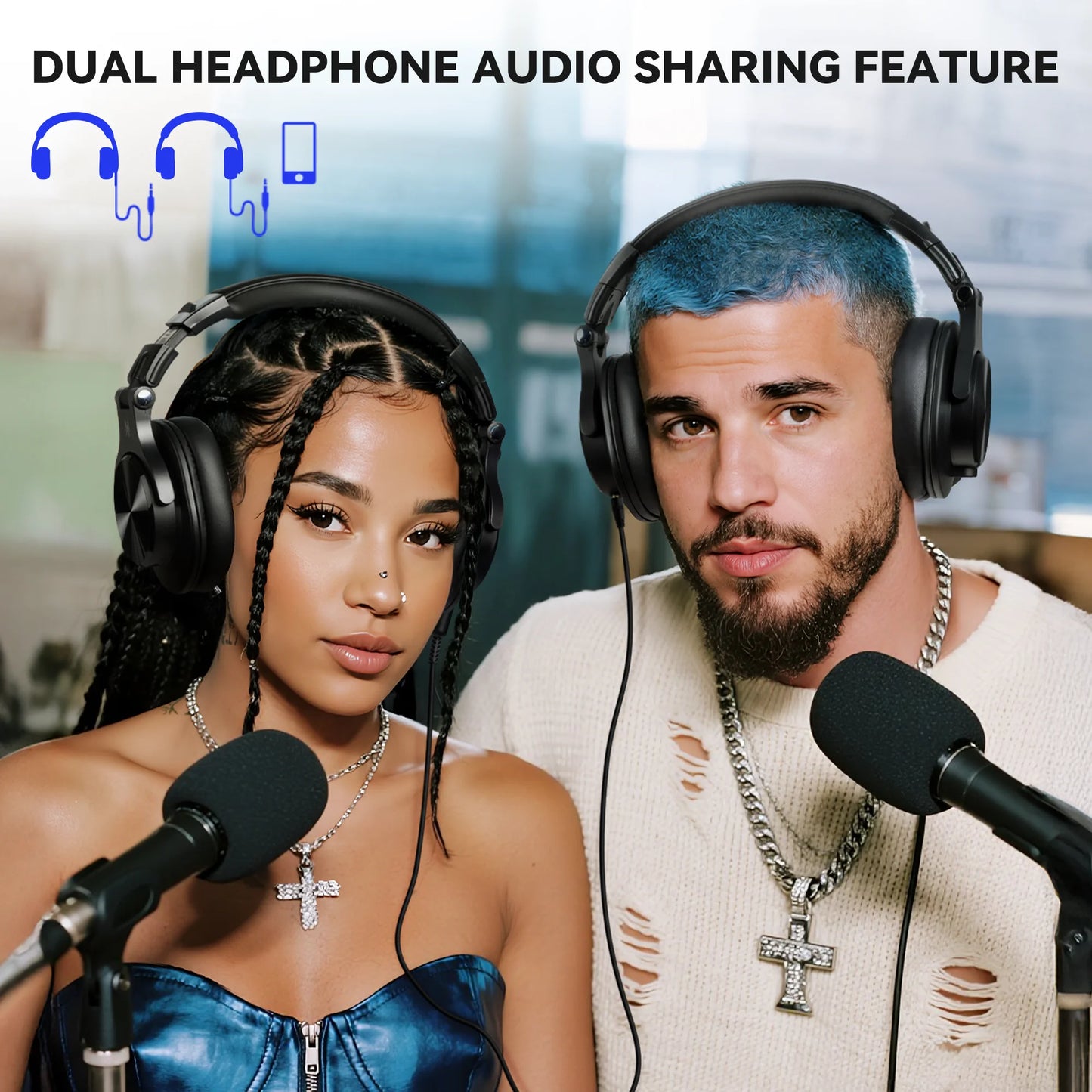 Bluetooth Wireless Headphones 72H With Mic Over Ear Hi-Res Audio 3.5/6.35mm Wired Studio DJ Mixing Monitor HiFi Headset