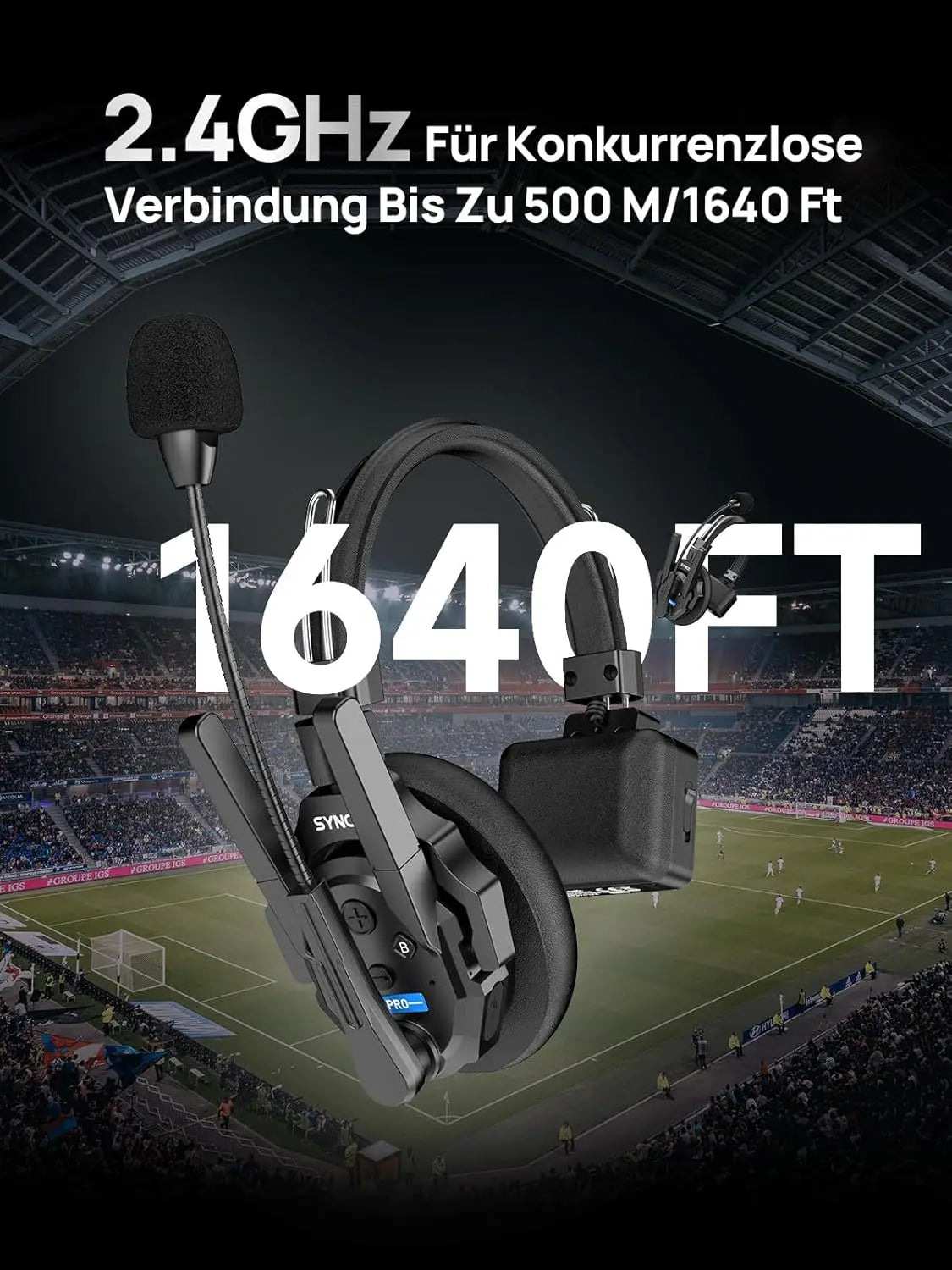SYNCO XTALK XPRO5 Wireless Intercom Headset 2.4GHz Full Duplex 24H Battery Life 500M Range Real-time Team Communication