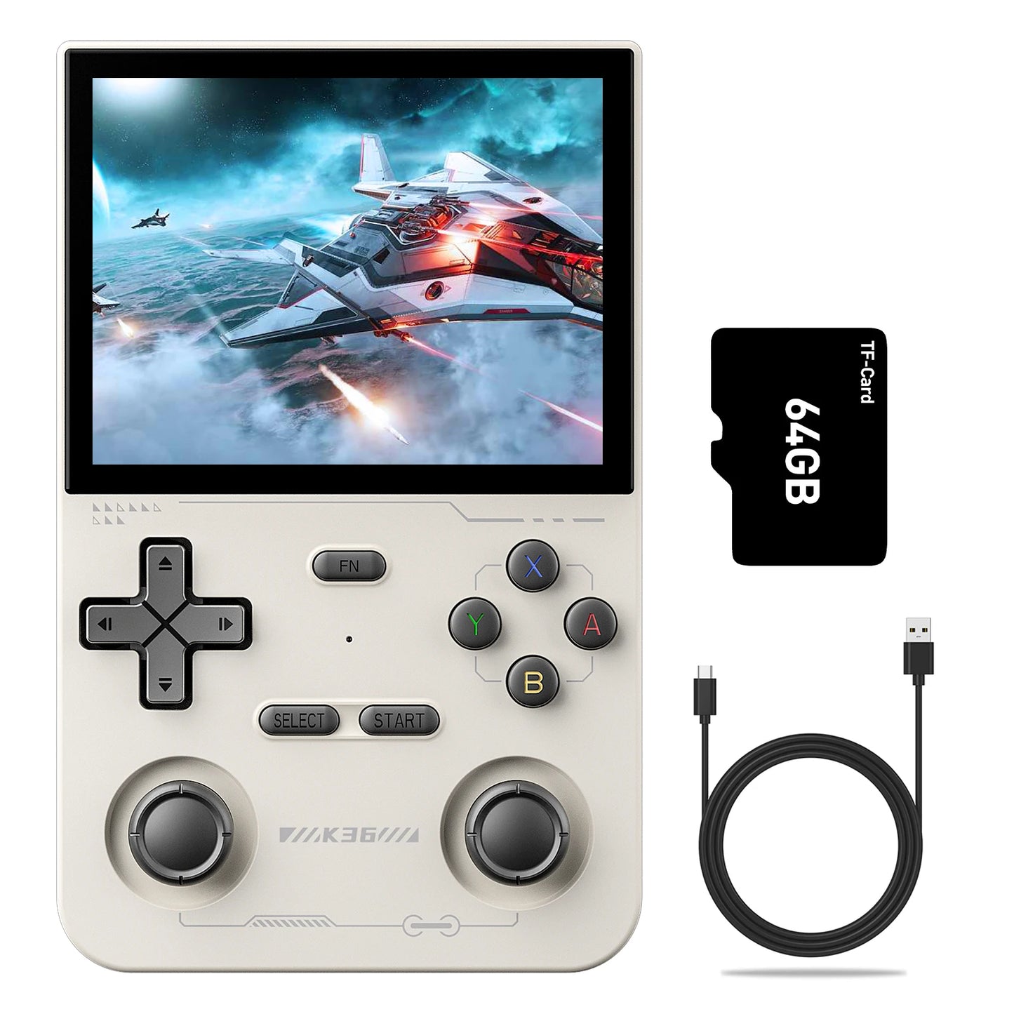 GAMINJA K36 Handheld Game Console 3.5Inch IPS 640x480 Screen Built in 64GB Simulator Games Portable Handheld Game Console