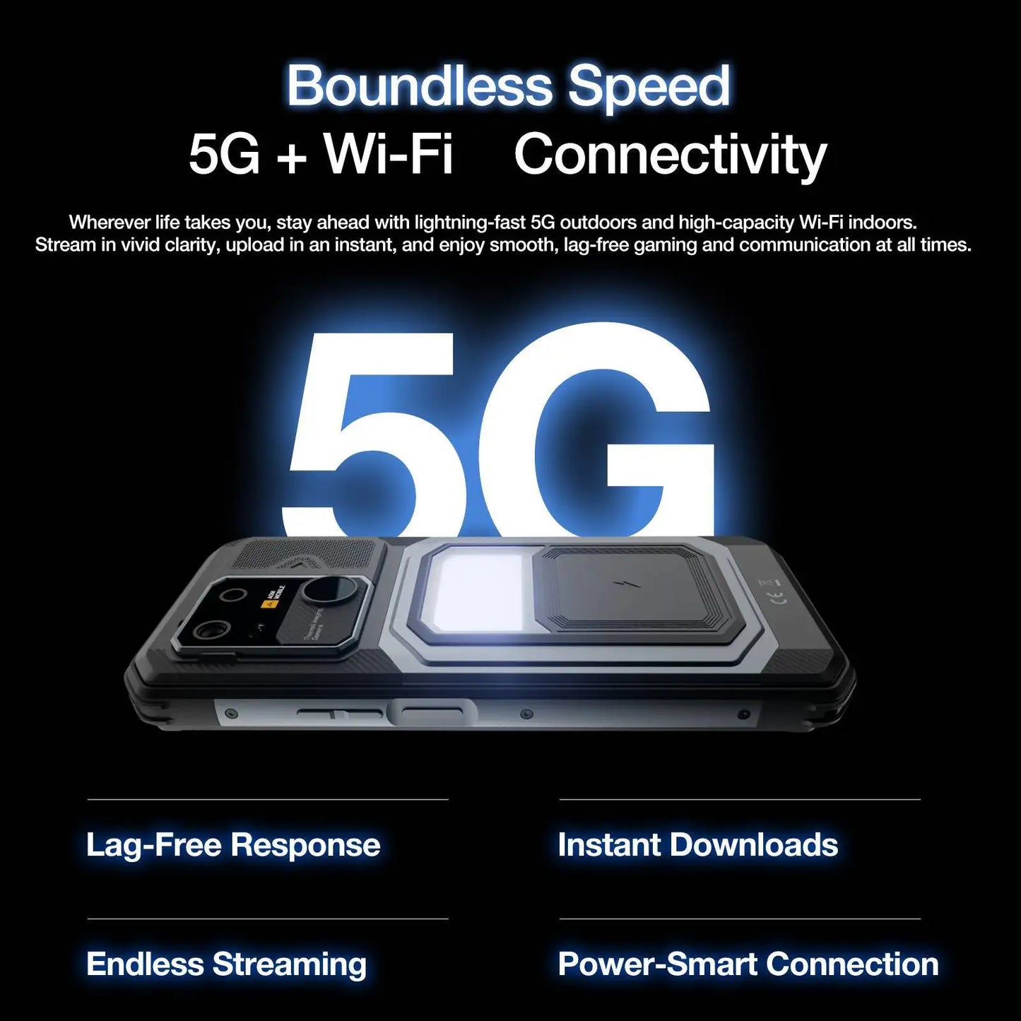 AGM G3 Rugged Phone 5G, Dimensity 7300, 10000mAh, IP68 Waterproof, Wireless Charging, Camping Light, 24（12+12）GB+512GB）